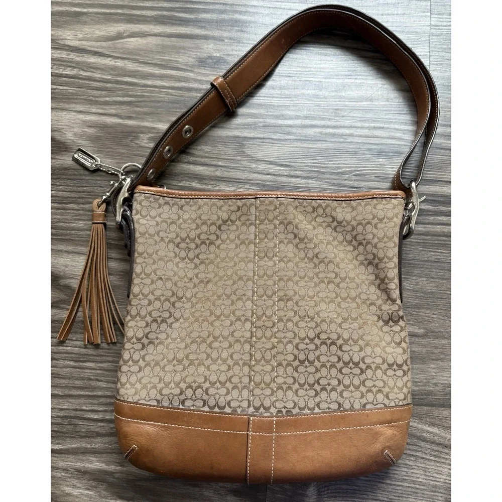 Vintage 2000s Y2K Coach Signature C Jacquard Purse Hobo Bag Old Money Clean Girl